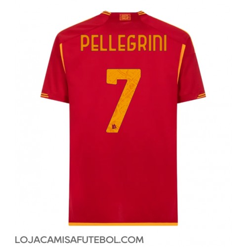 Camisa de Futebol AS Roma Lorenzo Pellegrini #7 Equipamento Principal 2023-24 Manga Curta